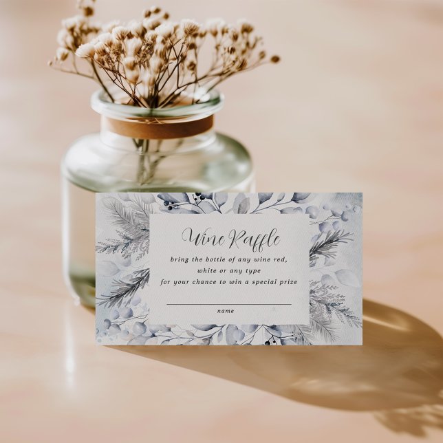Winter Blue Floral Bridal Shower Raffle Card (Creator Uploaded)