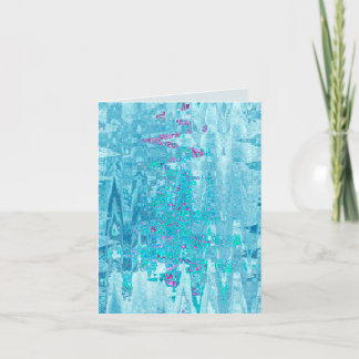 Winter blue frost snow & abstract zig zag trees thank you card
