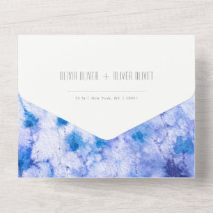 Winter Blue Garden Wedding All In One Invitation