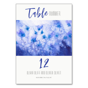 Winter Blue Garden Wedding Table Number