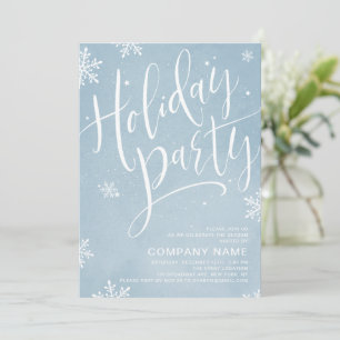 Winter blue handwritten calligraphy holiday Party Invitation