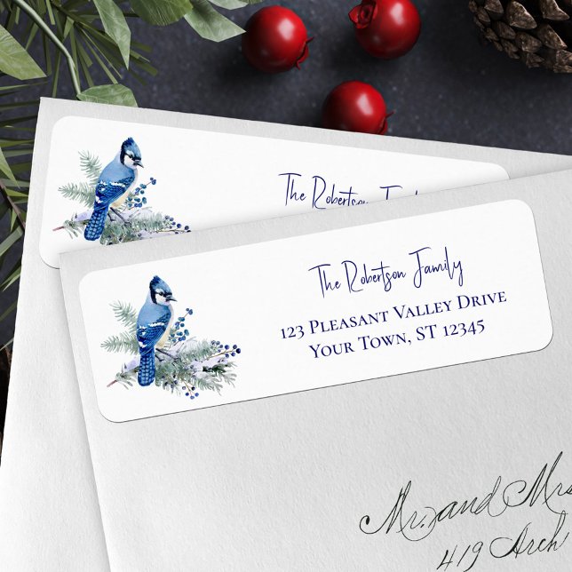 Winter Blue Jay Christmas Return Adresse (Créateur téléchargé)