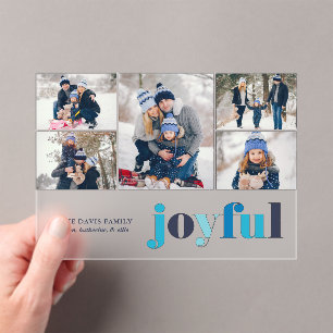 Winter Blue "Joyful" Gallery of 5 Photos Christmas Acrylic Invitations