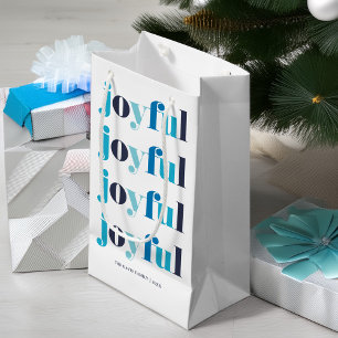 Winter Blue "Joyful" Personalized Holiday Small Gift Bag