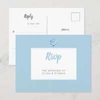Winter Blue Minimalist Snowflake Wedding Meal RSVP