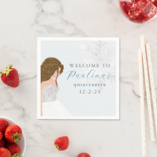 Winter Blue Mis Quince 15th Birthday Quinceañera Napkin