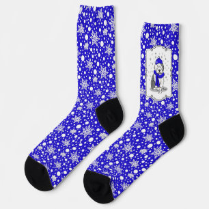 Winter Blue Old English Sheepdog Dog (Gray 1) Cute Socks