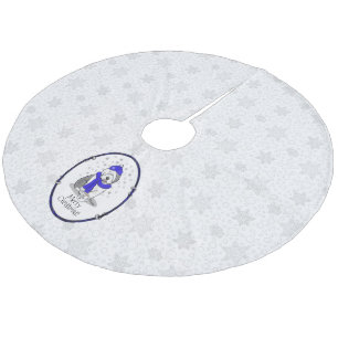 Winter Blue Old English Sheepdog Dog (Grey 1) Cute Fleece Tree Skirt