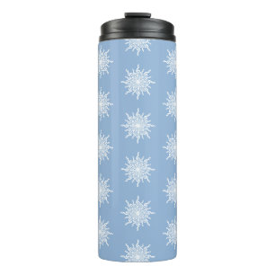 Winter Blue Ornamental G-Clef Snowflake Pattern Thermal Tumbler