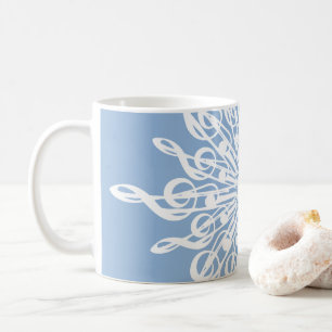 Winter Blue Ornamental Monogram G-Clef Snowflake Coffee Mug