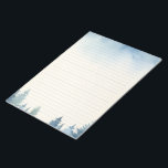 Winter blue pine trees lined notepad<br><div class="desc">This winter blue pine trees lined notepad features a serene watercolor illustration of snow dusted pine trees along the border and a gentle wash of blue sky at the top. The calming winter scene provides a beautiful backdrop for letter writing, note taking, and to-do lists during the holiday season. With...</div>