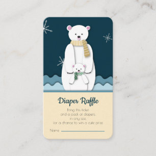 Winter Blue Polar Bear Diaper Raffle Enclosure Card