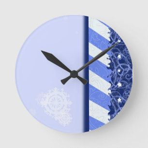 Winter Blue Round Clock
