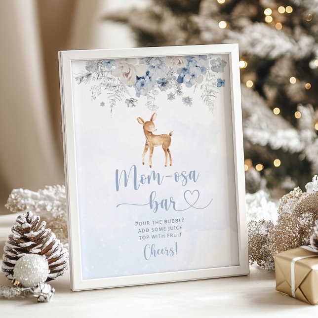 Winter blue silver deer cosy mom-osa bar Poster (Creator Uploaded)