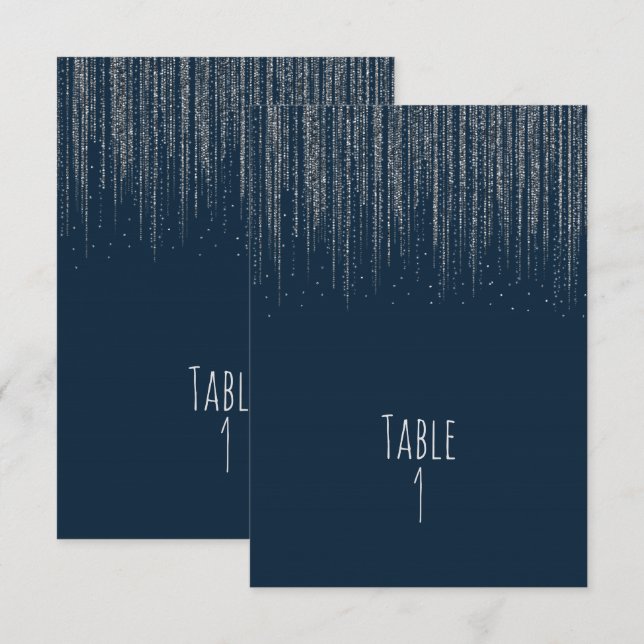 Winter Blue & Silver Sparkling Ice Lights Table Invitation (Front/Back)