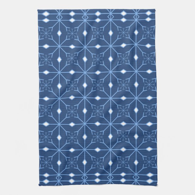 Winter Blue Snow and Ice Kitchen Towel (Vertical)