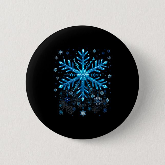 Winter Blue Snowflake Christmas Xmas Costumes Men  2 Inch Round Button (Front)