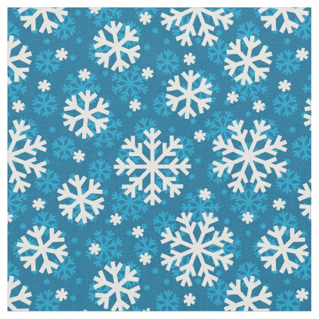 Winter Blue Snowflake Pattern Fabric (Close Up)