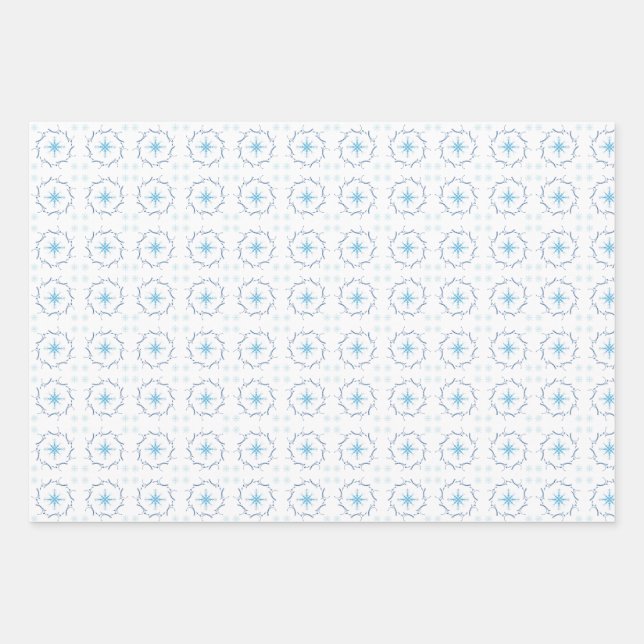 Winter Blue snowflake Wrapping Paper Sheet (Front)