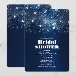 Winter Blue Sparkling Lights Bridal Shower Invitation