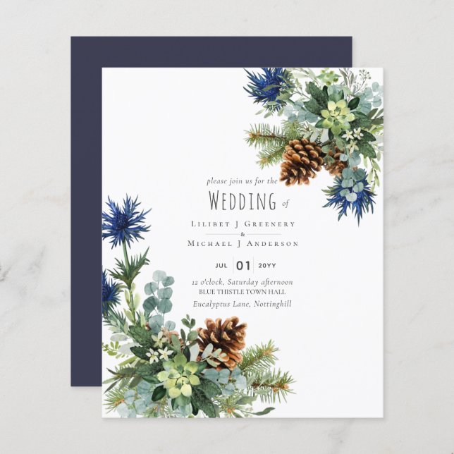 Winter Blue Thistle Eucalyptus Wedding Wonderland (Front/Back)