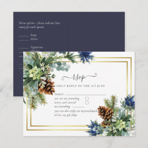 Winter Blue Thistle Eucalyptus Wedding Wonderland Postcard
