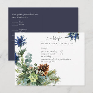 Winter Blue Thistle Eucalyptus Wedding Wonderland Postcard