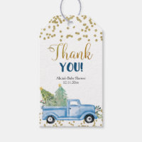 Winter Blue Truck Forest Favour Gift Tag