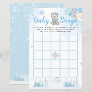 Winter Blue Watercolor Baby Bingo Baby Shower Game