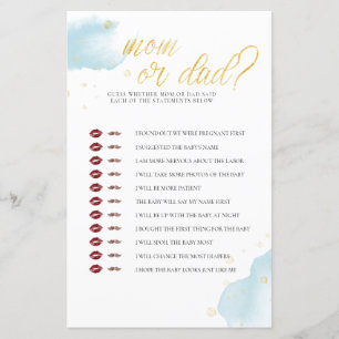 Winter Blue Watercolor Baby Shower Game Mom Or Dad