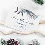 Winter Blue Watercolor Christmas Save the Date Announcement Postcard<br><div class="desc">Winter blue watercolor christmas,  save the date announcement card,  featuring a classic white background,  modern editable template which is easily personalized. All font styles and background colour can be changed easily by clickiing on the customize further link after personalizing.</div>