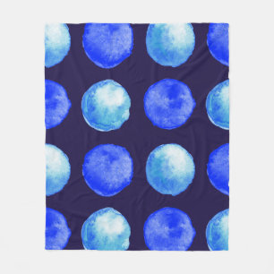 Winter Blue Watercolor Large Dots Pattern Fleece Blanket