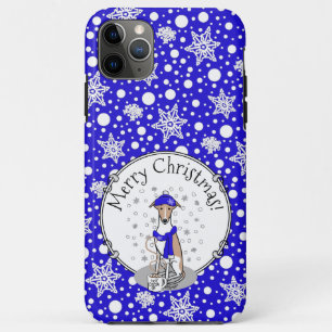Winter Blue Whippet Snow Scarf - Fawn & white Cute iPhone 11 Pro Max Case