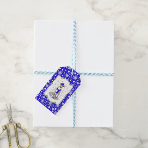 Winter Blue Whippet Snow Scarf - Fawn & white Cute Gift Tags