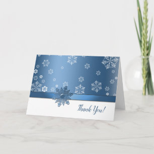Winter Blue & White Snowflake Thank You Cards