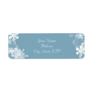 Winter Blue White Snowflake Wedding Return Address