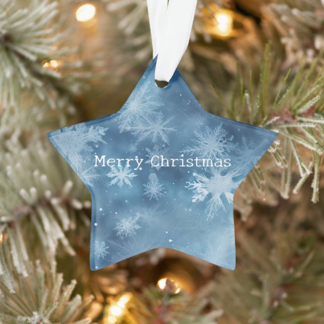 Winter Blue White Snowflakes Christmas Ornament (Tree)