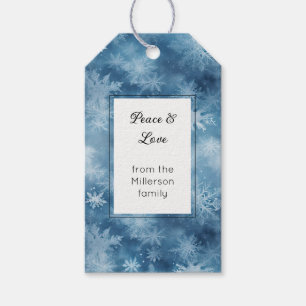Winter Blue White Snowflakes Rectangle Christmas Gift Tags