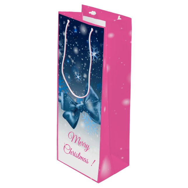 Winter Blue Wine Gift Bag (Front Angled)