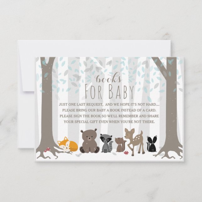 Winter Blue Woodland Animal Family Book Request Invitation (Front)