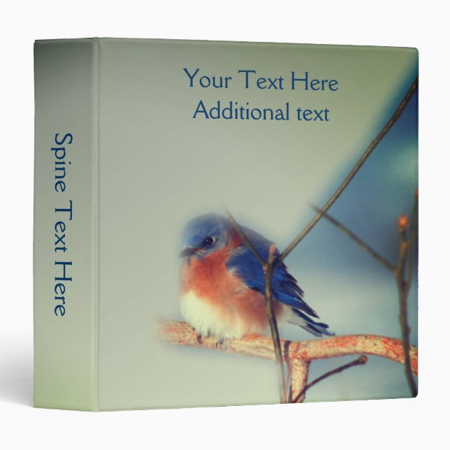 Winter Bluebird Animal Nature Art Personalized Binder (Front/Spine)