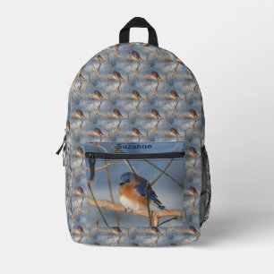 Winter Bluebird Animal Pattern Personalized   Printed Backpack