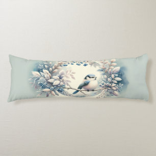 Winter Bluebird Berry Wreath Body Pillow