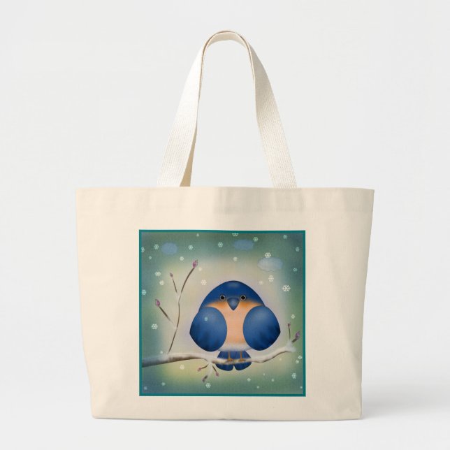 Winter Bluebird Large Tote Bag (Front)