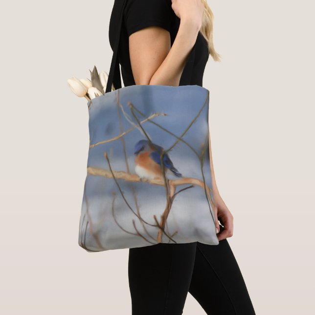 Winter Bluebird Nature Art  Tote Bag (Close Up)