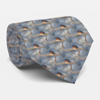 Winter Bluebird Nature Pattern Tie