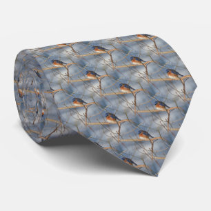 Winter Bluebird Nature Pattern Tie