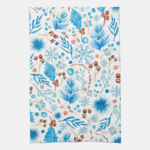 winter blues kitchen towel