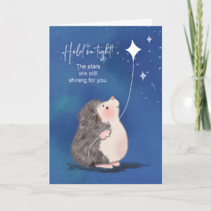Winter Blues Support Hedgehog Attached to Star Card