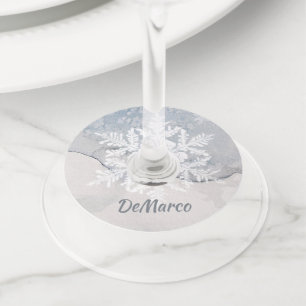 Winter Blues with Snowflake Wine Glass Tag